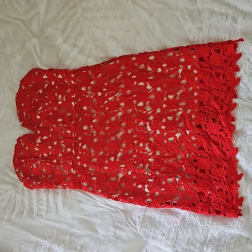 J.O.A. Los Angeles Strapless Red Crochet Dress Size L